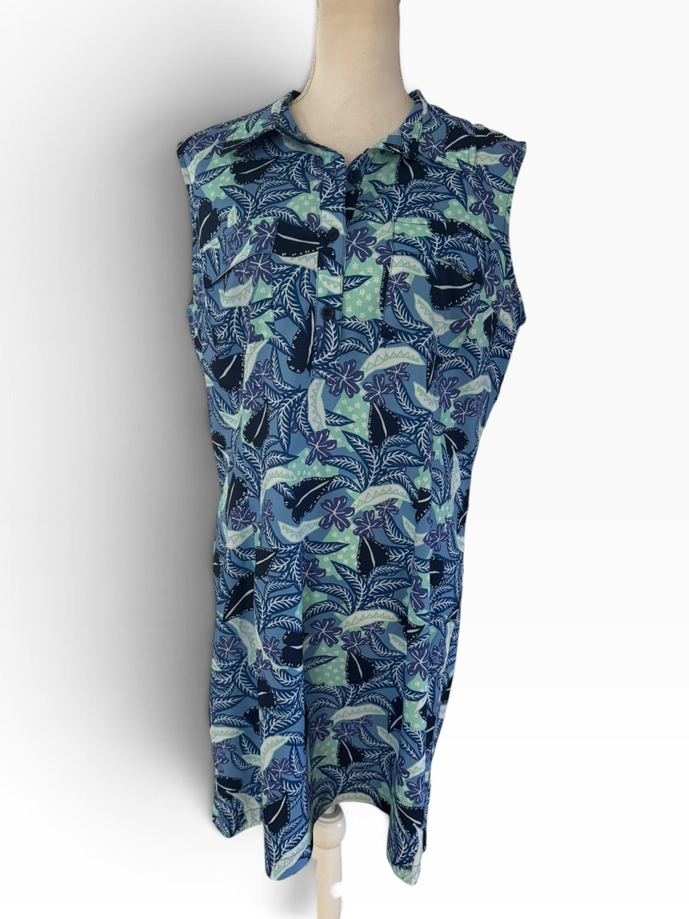 Reel Legends Performance Outfitters “Mariner” Sleeveless Shirt Dress  SZ Large